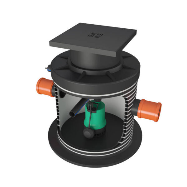 Strong väikepumpla ID520 hall-ja sademeveele, Wilo Drain TMW 32/8-10M pumbaga, PE restluuk